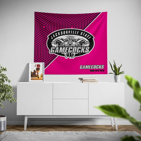 Pixsona Jacksonville State Gamecocks Pink Implosion Tapestry | Personalized | Custom