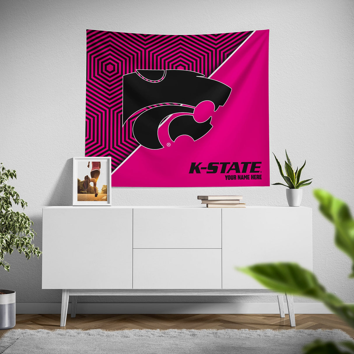 Pixsona Kansas State Wildcats Pink Implosion Tapestry | Personalized | Custom