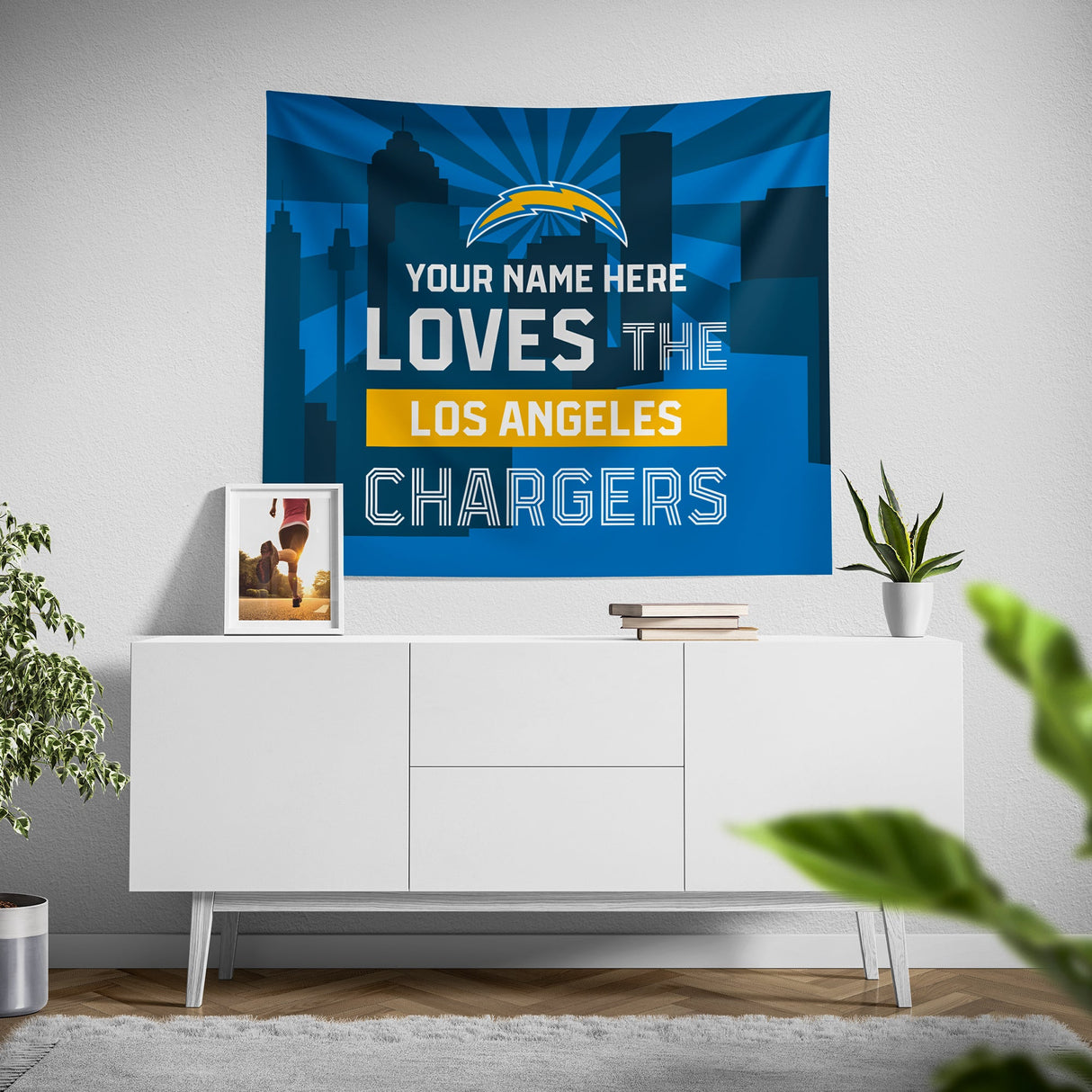 Pixsona Los Angeles Chargers Skyline Tapestry | Personalized | Custom