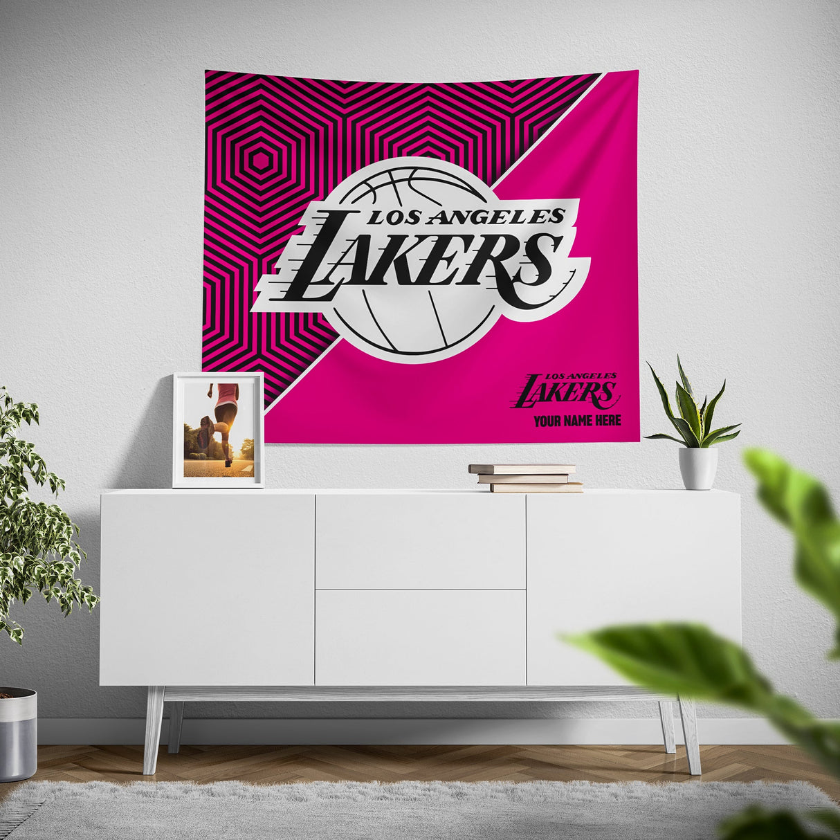 Pixsona Los Angeles Lakers Pink Implosion Tapestry | Personalized | Custom