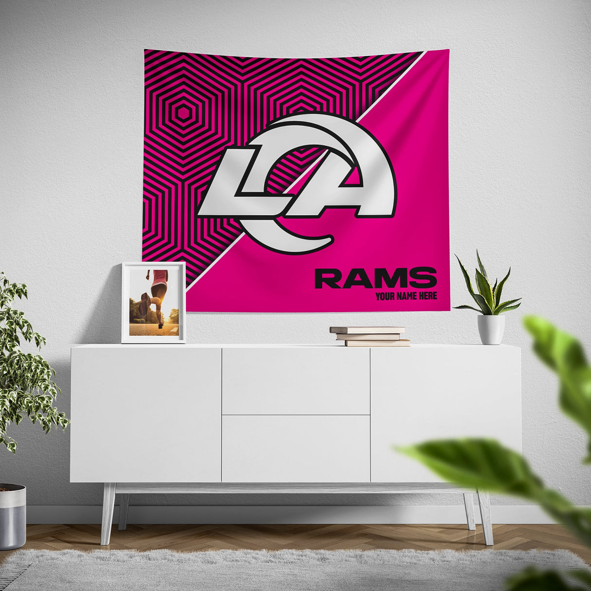 Pixsona Los Angeles Rams Pink Implosion Tapestry | Personalized | Custom