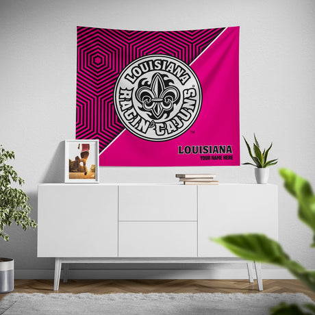 Pixsona Louisiana Lafayette Ragin Cajuns Pink Implosion Tapestry | Personalized | Custom