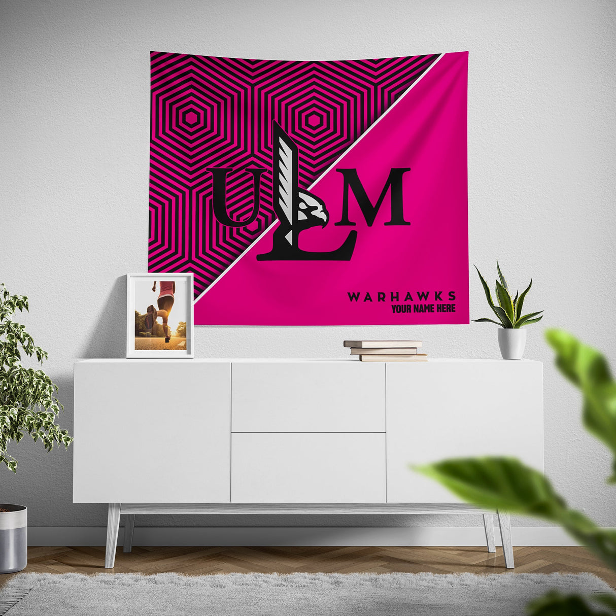 Pixsona Louisiana Monroe Warhawks Pink Implosion Tapestry | Personalized | Custom