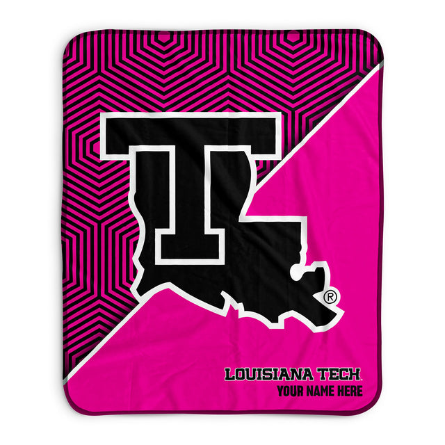 Pixsona Louisiana Tech Bulldogs Pink Implosion Pixel Fleece Blanket | Personalized | Custom