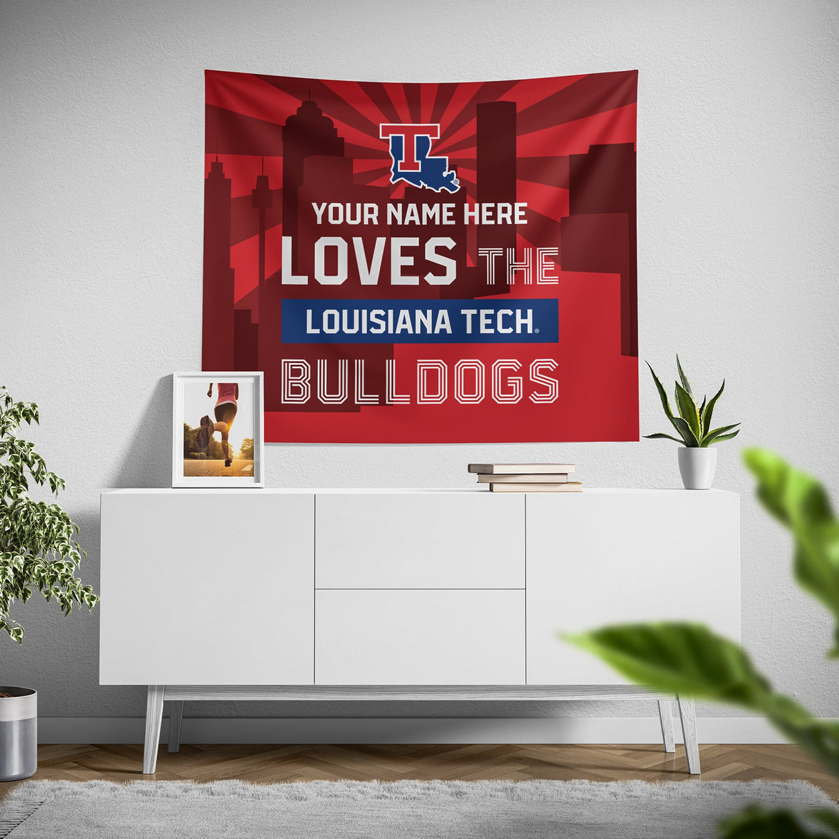 Pixsona Louisiana Tech Bulldogs Skyline Tapestry | Personalized | Custom