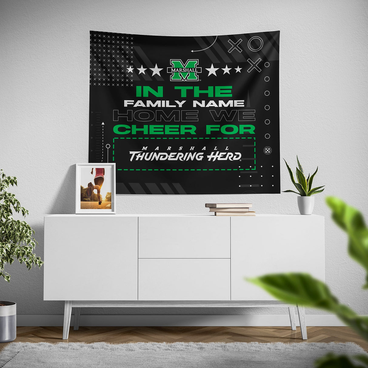 Pixsona Marshall Thundering Herd Cheer Tapestry | Personalized | Custom