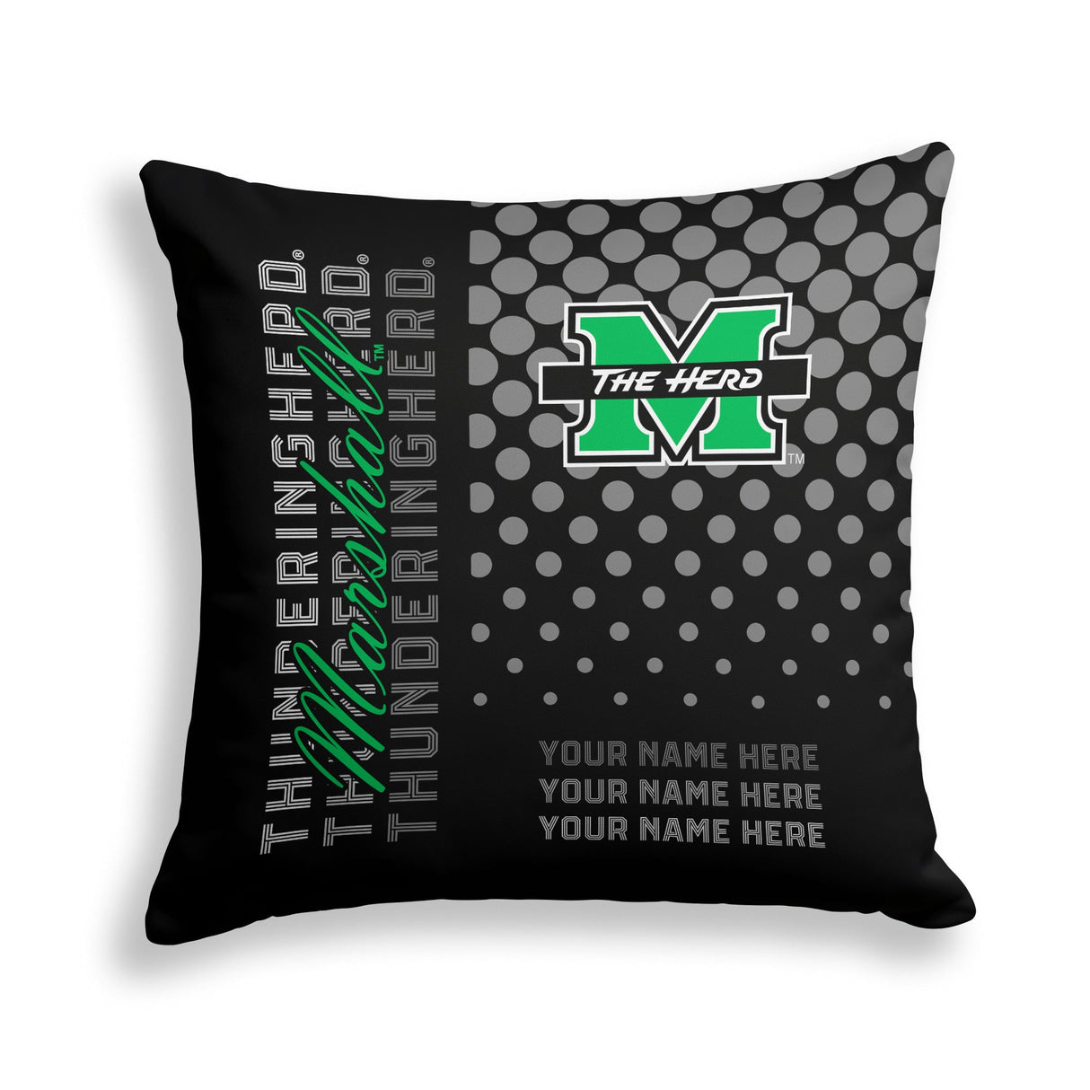 Pixsona Marshall Thundering Herd Halftone Throw Pillow | Personalized | Custom