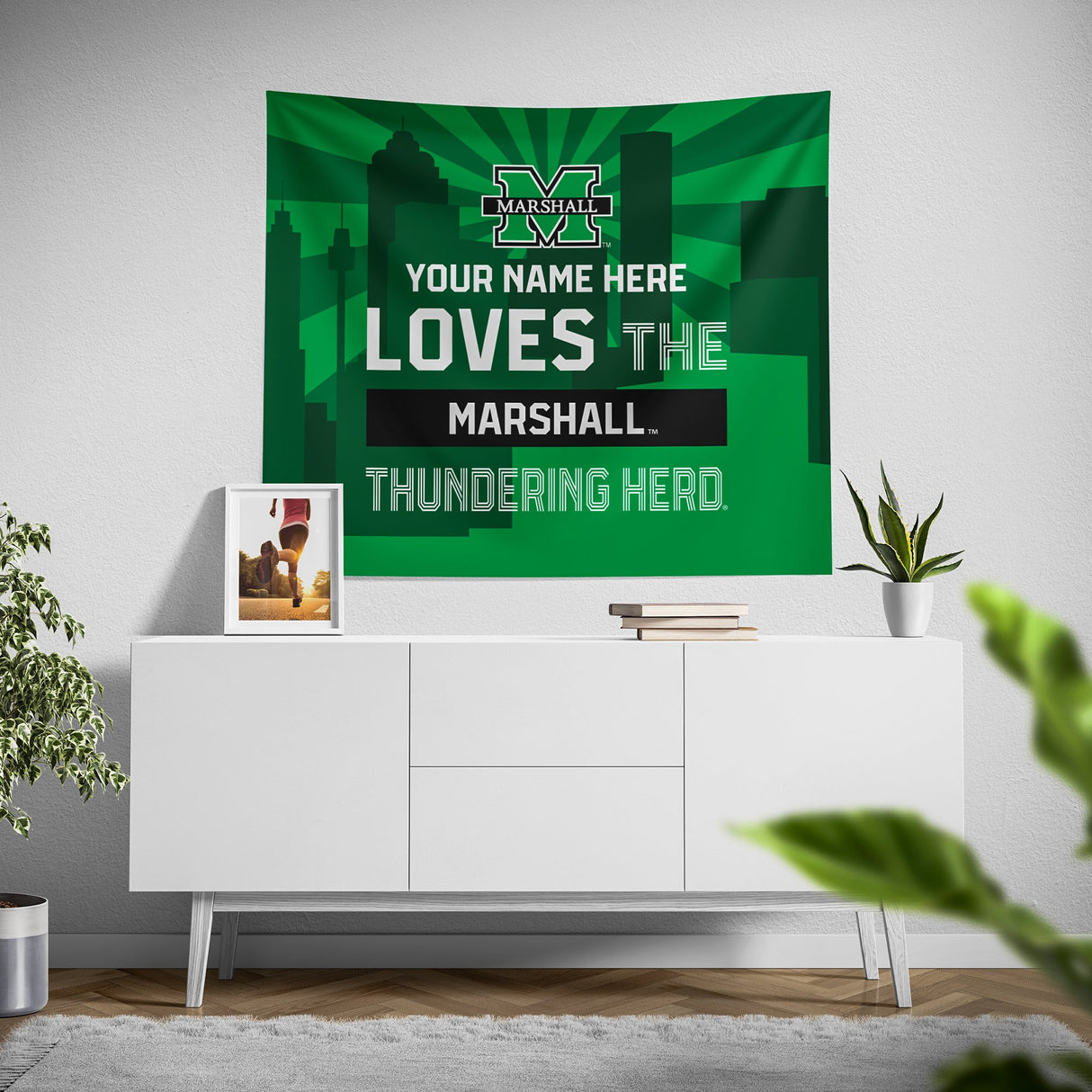 Pixsona Marshall Thundering Herd Skyline Tapestry | Personalized | Custom