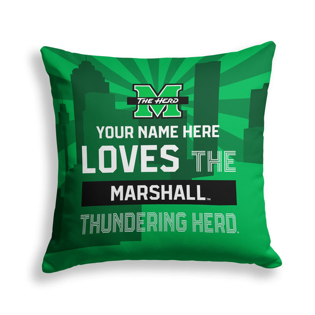 Pixsona Marshall Thundering Herd Skyline Throw Pillow | Personalized | Custom