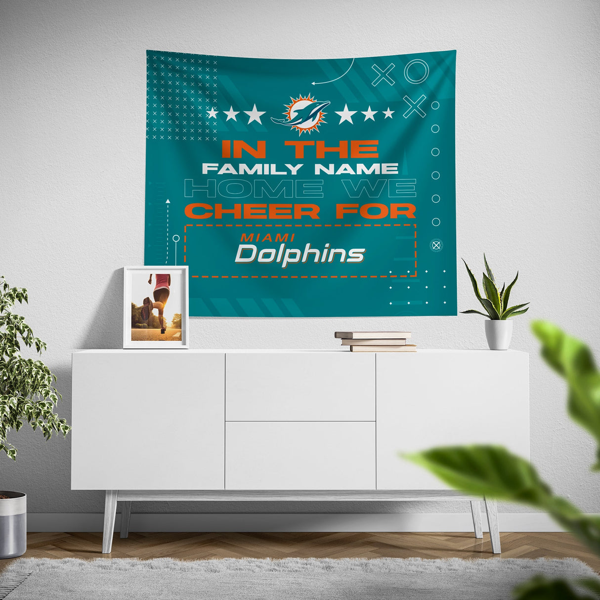 Pixsona Miami Dolphins Cheer Tapestry | Personalized | Custom