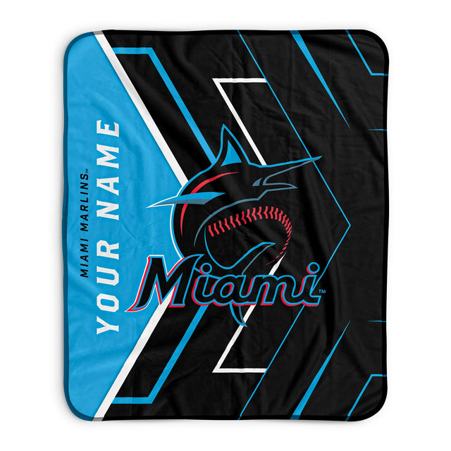 Pixsona Miami Marlins Glow Pixel Fleece Blanket | Personalized | Custom