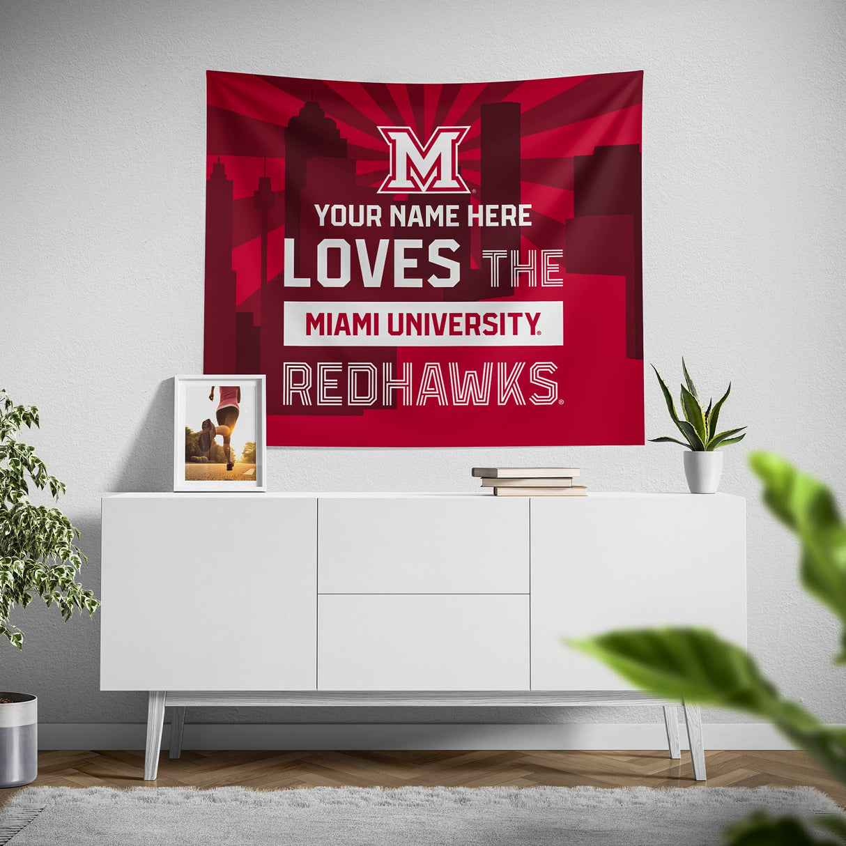 Pixsona Miami University Redhawks Skyline Tapestry | Personalized | Custom