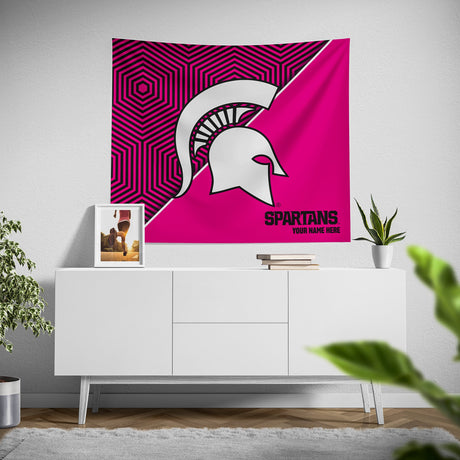 Pixsona Michigan State Spartans Pink Implosion Tapestry | Personalized | Custom