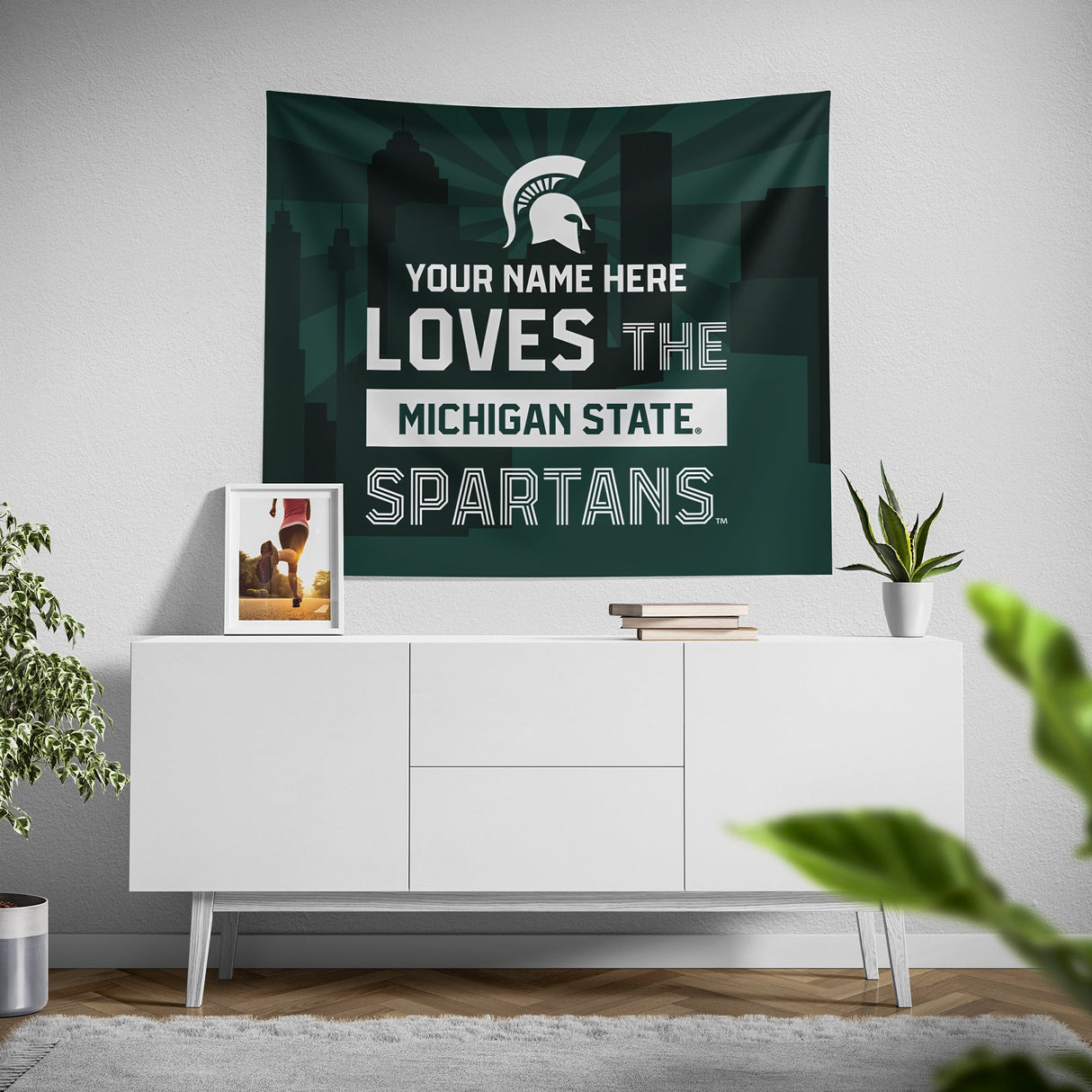 Pixsona Michigan State Spartans Skyline Tapestry | Personalized | Custom