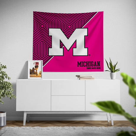 Pixsona Michigan Wolverines Pink Implosion Tapestry | Personalized | Custom