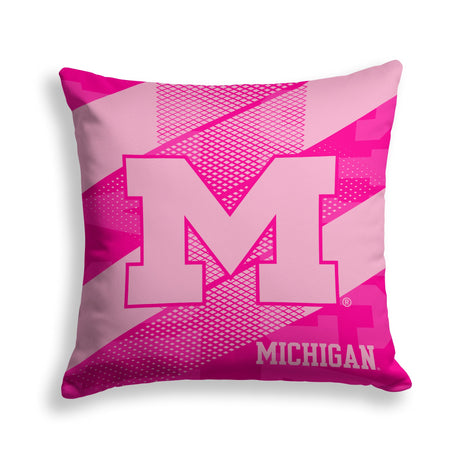 Pixsona Michigan Wolverines Pink Motion Throw Pillow