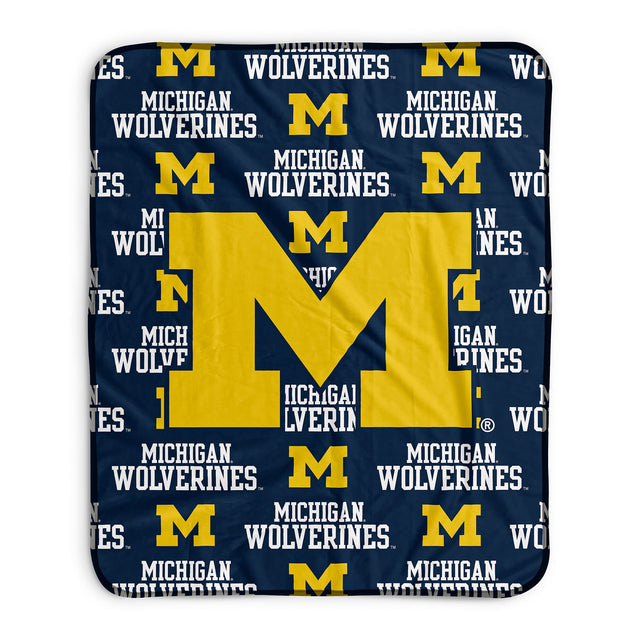 Pixsona Michigan Wolverines Repeat Pixel Fleece Blanket
