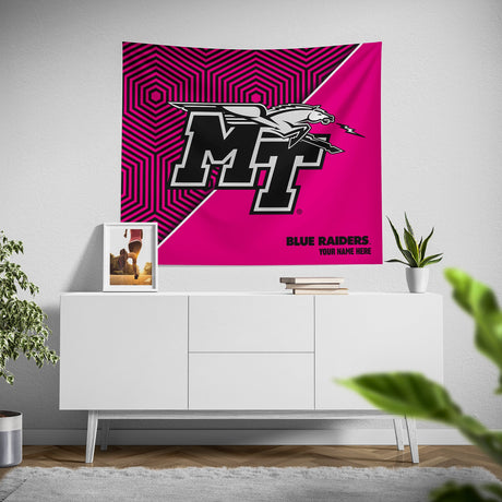 Pixsona Middle Tennessee State Blue Raiders Pink Implosion Tapestry | Personalized | Custom