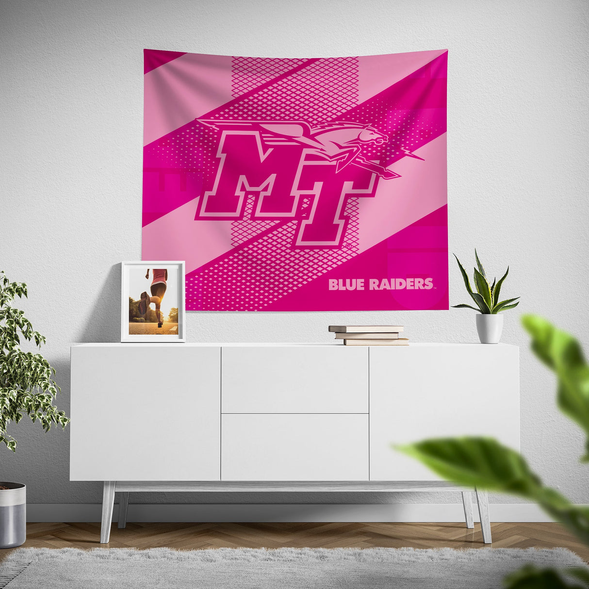 Pixsona Middle Tennessee State Blue Raiders Pink Motion Tapestry