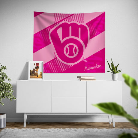 Pixsona Milwaukee Brewers Pink Motion Tapestry