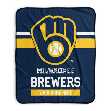 Pixsona Milwaukee Brewers Stripes Pixel Fleece Blanket | Personalized | Custom