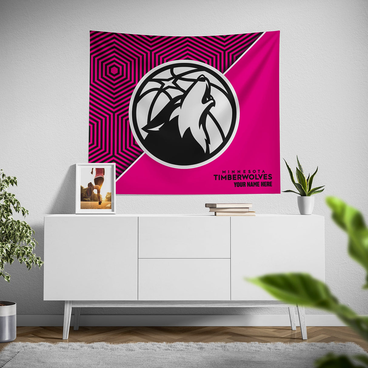 Pixsona Minnesota Timberwolves Pink Implosion Tapestry | Personalized | Custom