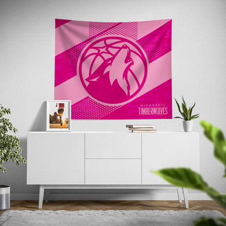 Pixsona Minnesota Timberwolves Pink Motion Tapestry