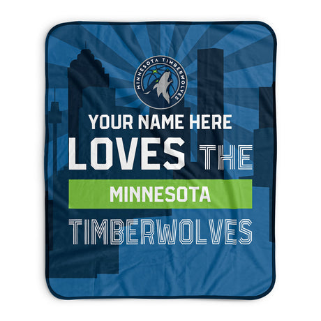Pixsona Minnesota Timberwolves Skyline Pixel Fleece Blanket | Personalized | Custom