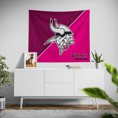 Pixsona Minnesota Vikings Pink Implosion Tapestry | Personalized | Custom