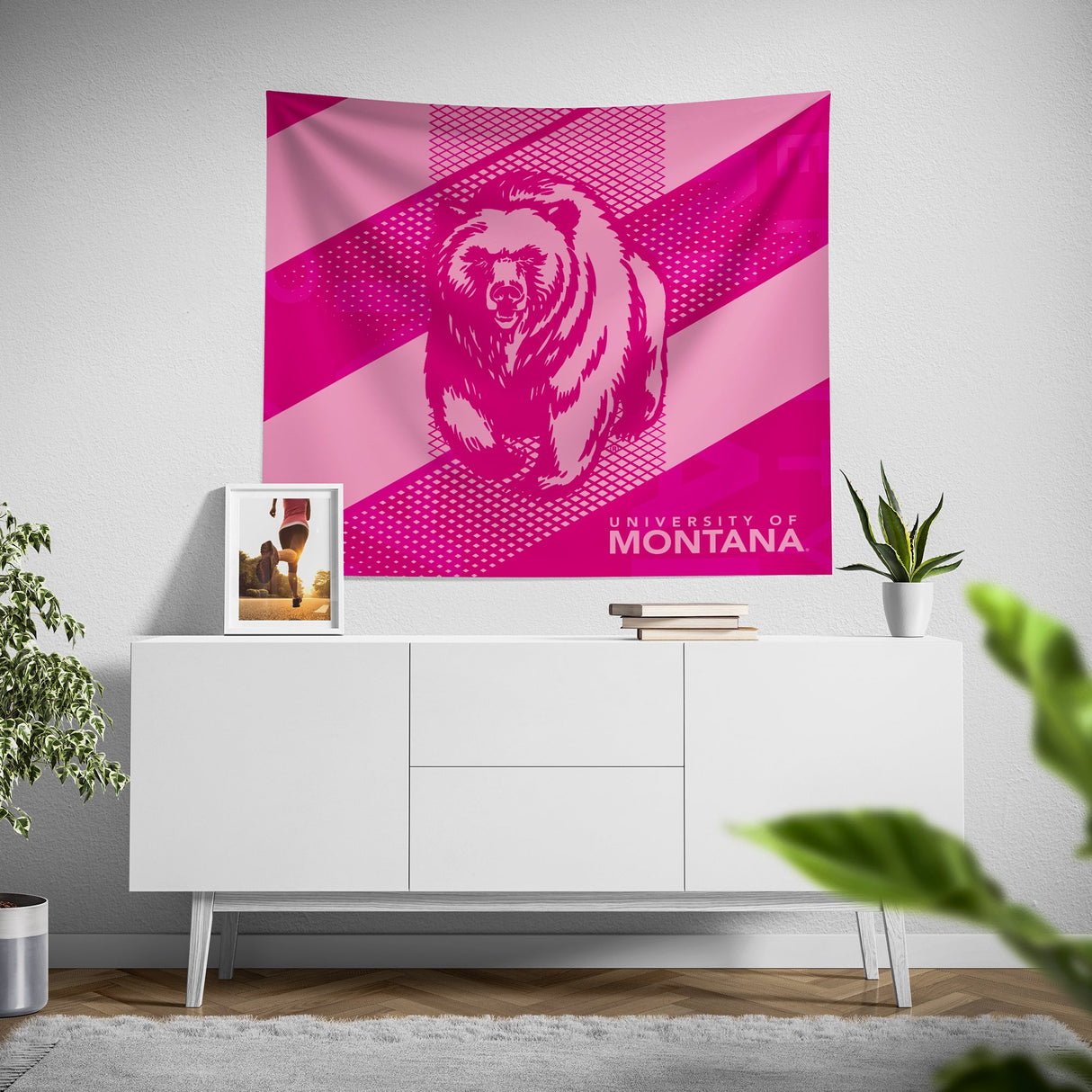 Pixsona Montana Grizzlies Pink Motion Tapestry