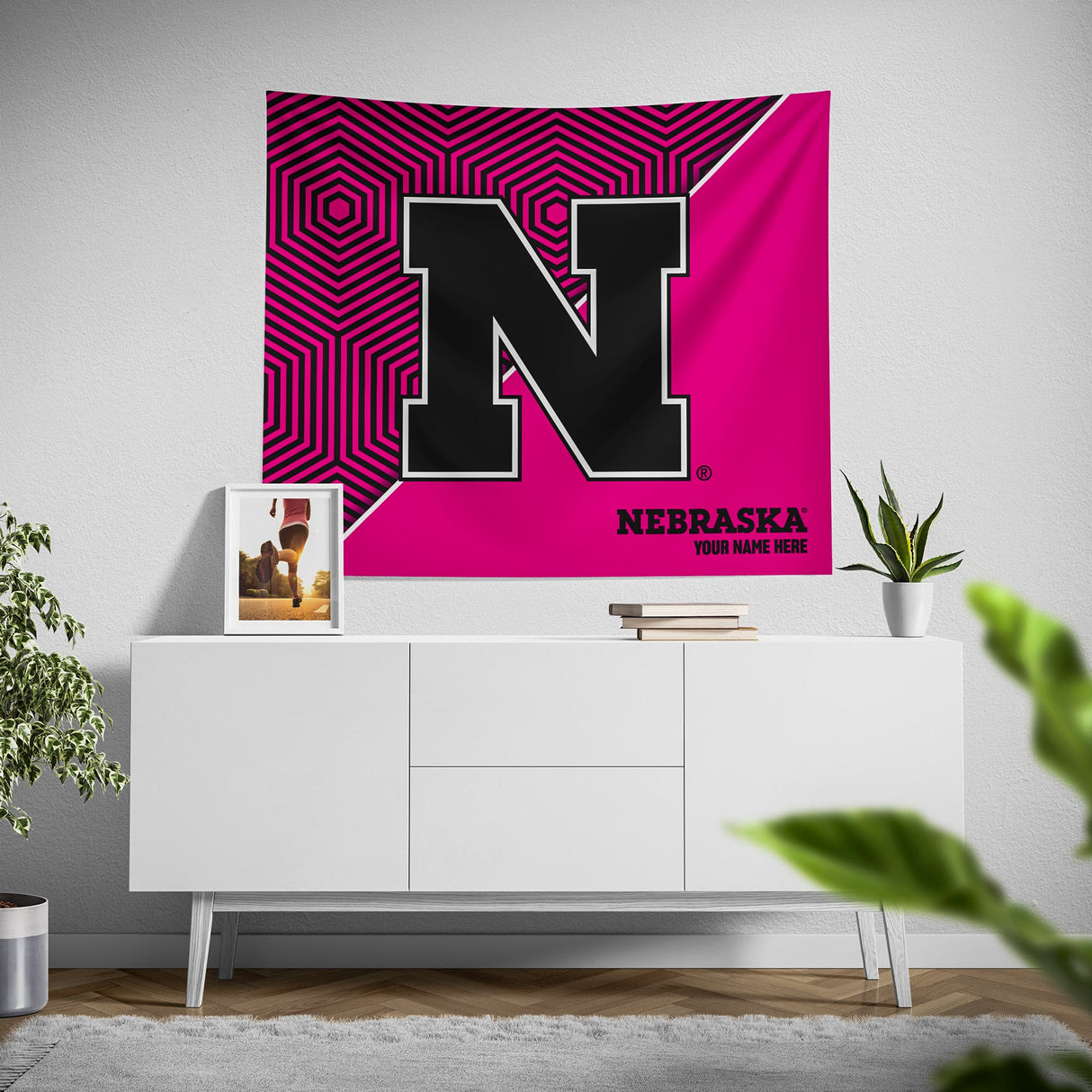 Pixsona Nebraska Huskers Pink Implosion Tapestry | Personalized | Custom