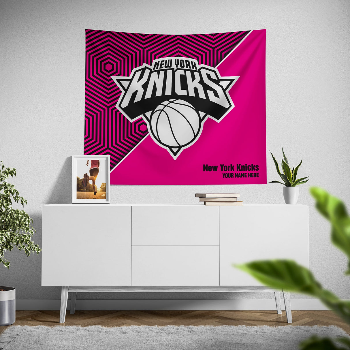 Pixsona New York Knicks Pink Implosion Tapestry | Personalized | Custom