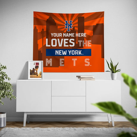 Pixsona New York Mets Skyline Tapestry | Personalized | Custom