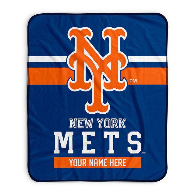 Pixsona New York Mets Stripes Pixel Fleece Blanket | Personalized | Custom