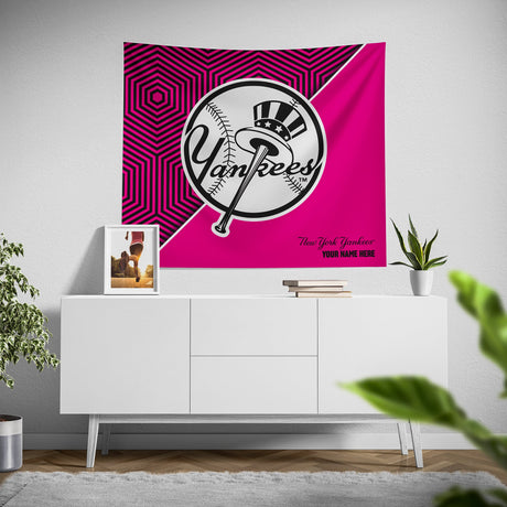 Pixsona New York Yankees Pink Implosion Tapestry | Personalized | Custom