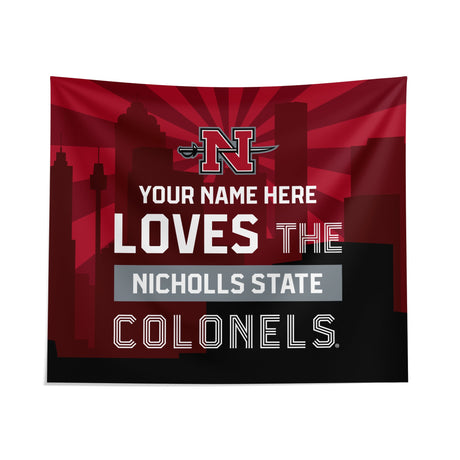 Pixsona Nicholls State Colonels Skyline Tapestry | Personalized | Custom