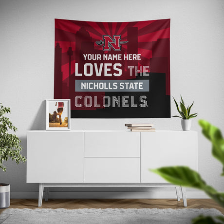 Pixsona Nicholls State Colonels Skyline Tapestry | Personalized | Custom