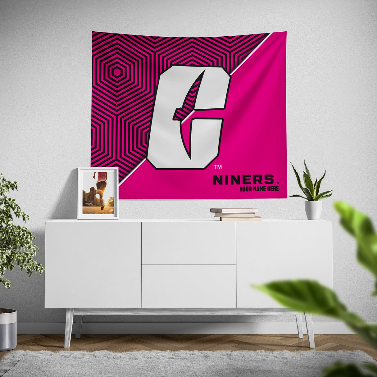 Pixsona North Carolina Charlotte 49ers Pink Implosion Tapestry | Personalized | Custom