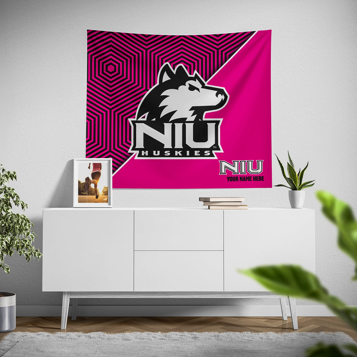 Pixsona Northern Illinois Huskies Pink Implosion Tapestry | Personalized | Custom