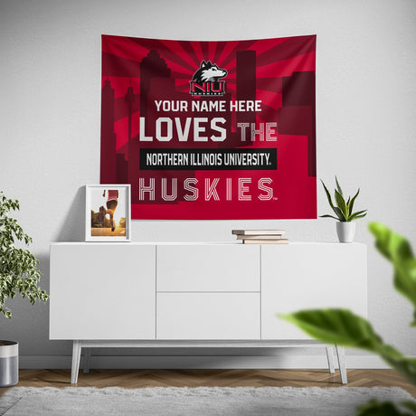 Pixsona Northern Illinois Huskies Skyline Tapestry | Personalized | Custom