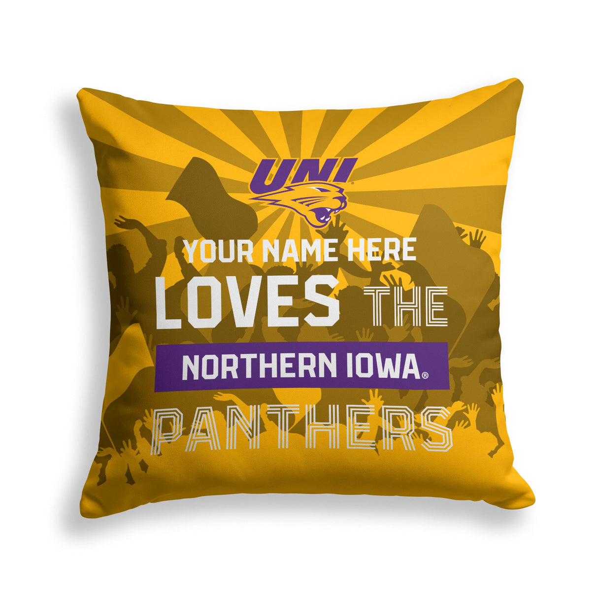 Pixsona Northern Iowa Panthers Skyline Throw Pillow | Personalized | Custom