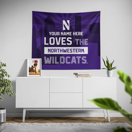 Pixsona Northwestern Wildcats Skyline Tapestry | Personalized | Custom