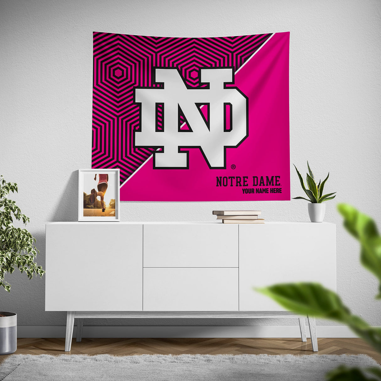 Pixsona Notre Dame Fighting Irish Pink Implosion Tapestry | Personalized | Custom