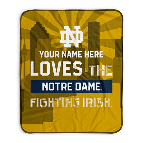 Pixsona Notre Dame Fighting Irish Skyline Pixel Fleece Blanket | Personalized | Custom