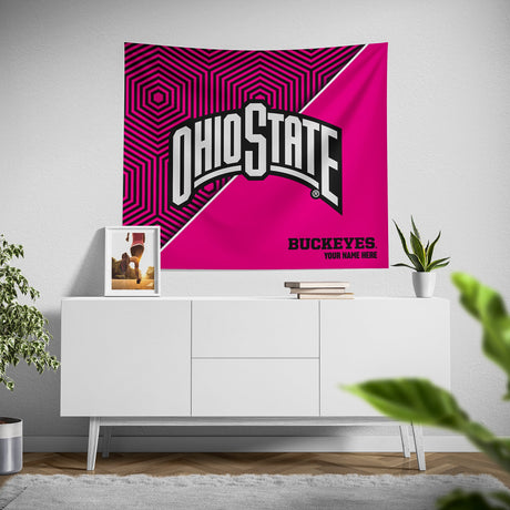 Pixsona Ohio State Buckeyes Pink Implosion Tapestry | Personalized | Custom