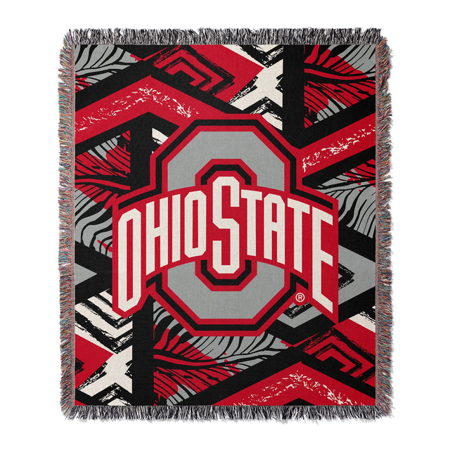 Pixsona Ohio State Buckeyes Wild Printed Woven Throw