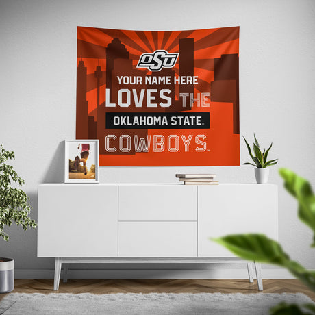 Pixsona Oklahoma State Cowboys Skyline Tapestry | Personalized | Custom