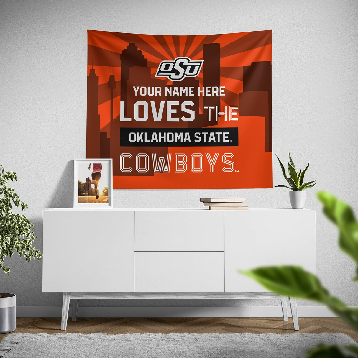 Pixsona Oklahoma State Cowboys Skyline Tapestry | Personalized | Custom