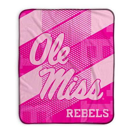 Pixsona Ole Miss Rebels Pink Motion Pixel Fleece Blanket