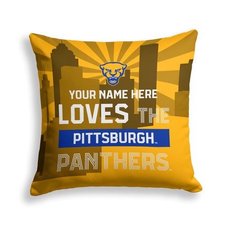 Pixsona Pitt Panthers Skyline Throw Pillow | Personalized | Custom